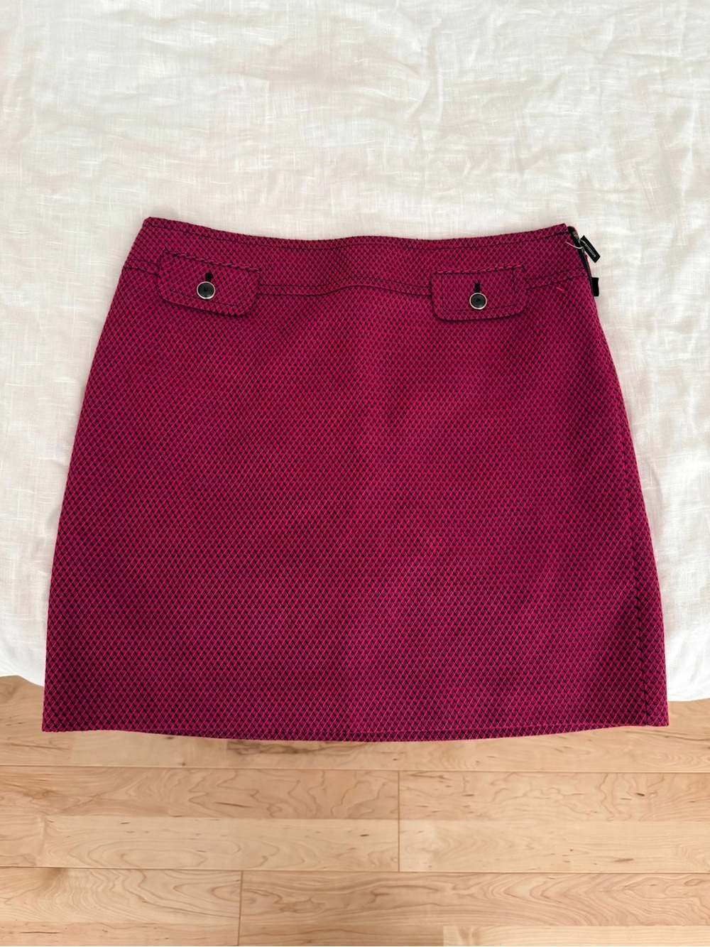 LOFT Raspberry Textured Mini Skirt with Flap Pockets